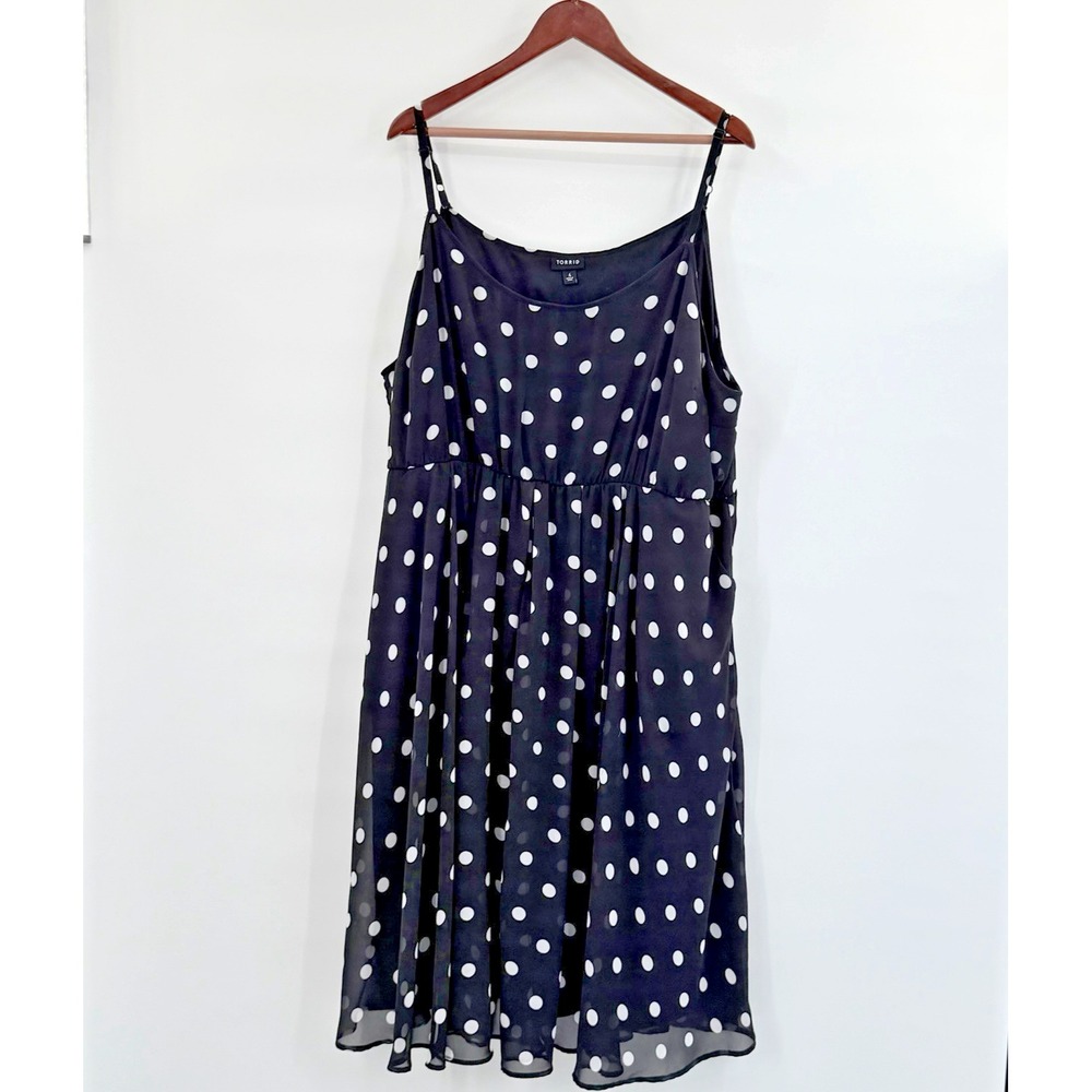 Torrid Polka Dot Dress Retro Rockabilly Pinup Fit & Flare Black White Size 4XL